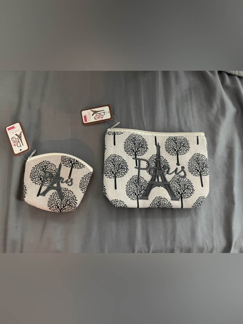 Paris Eiffel Tower Canvas Zipper Pouch Set